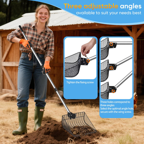 Bloksin scooper ergonomic grip reduces wrist strain during cleanup.