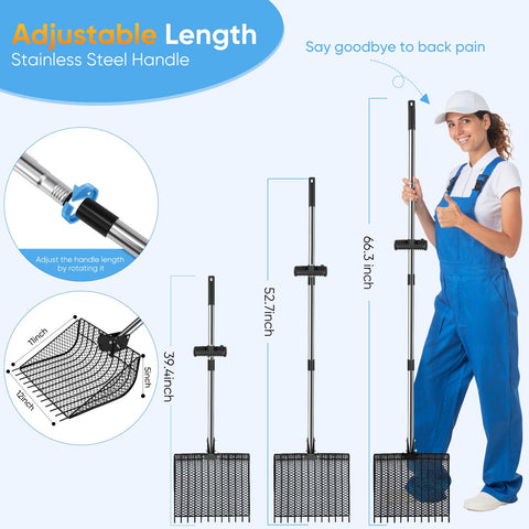 Bloksin three-angle scoop head enables optimal angle for easy sifting.