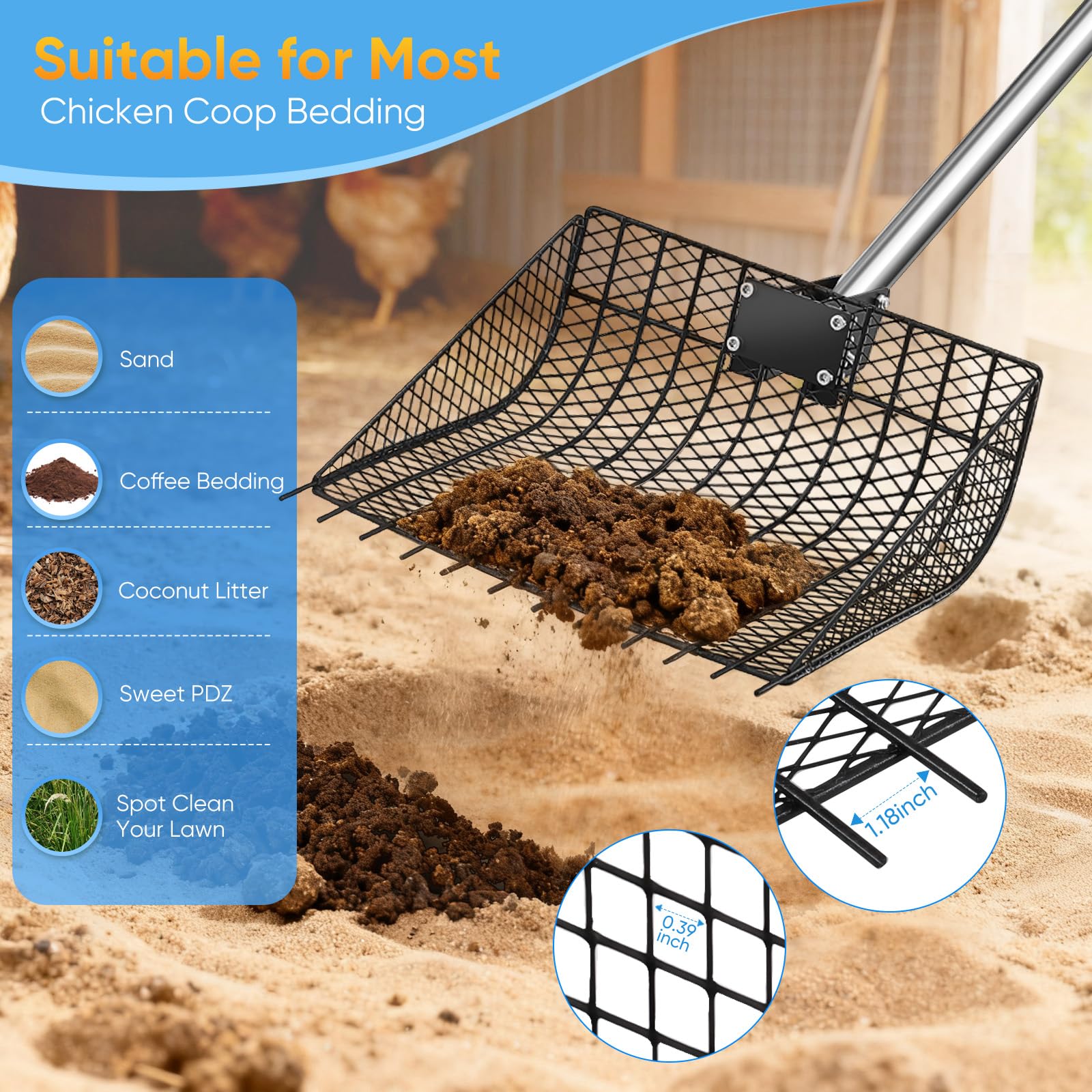 Bloksin versatile 2-in-1 tool for coop and stall cleanup.