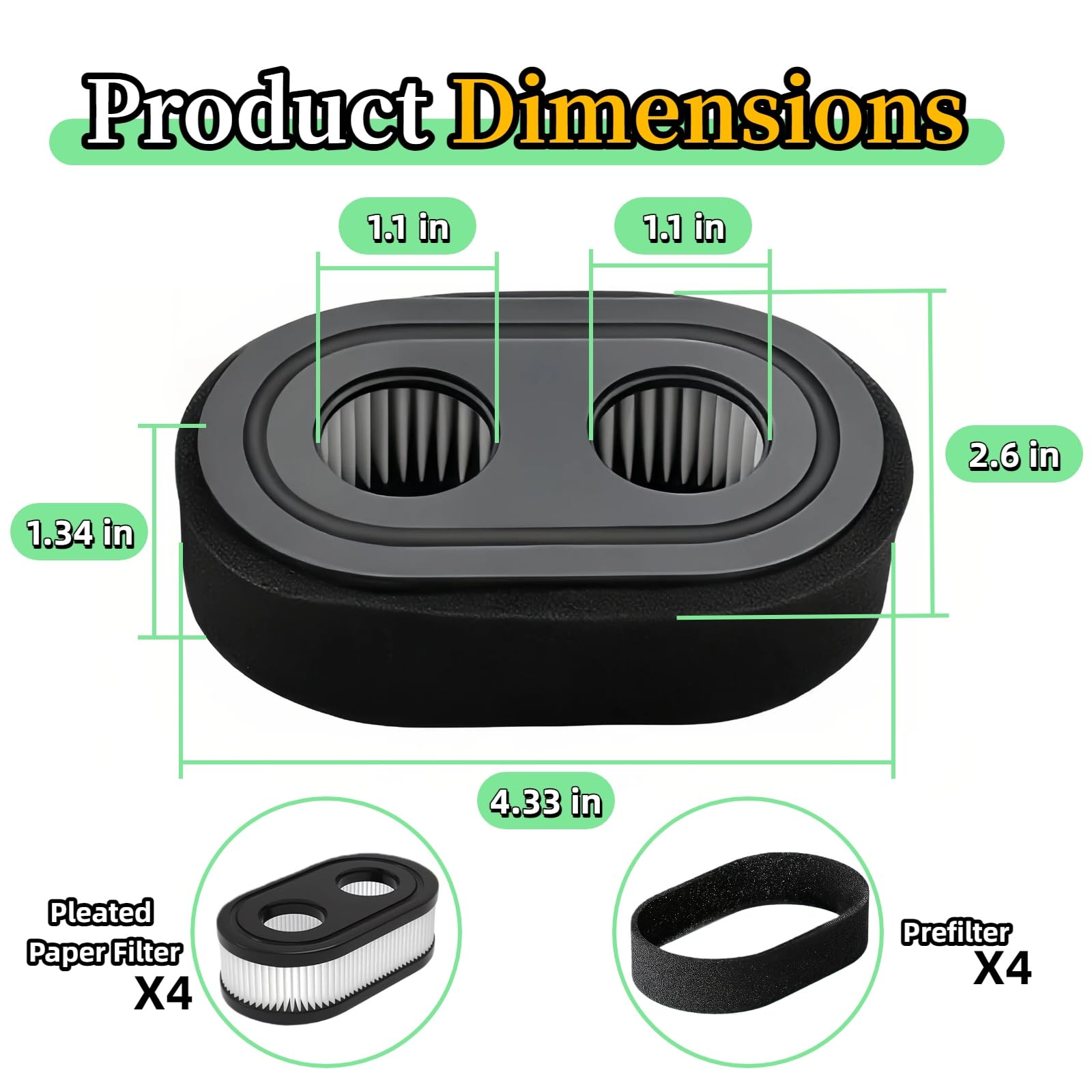 BLOLACDZ 593260 air filter uses cotton pre-filter to stop debris.