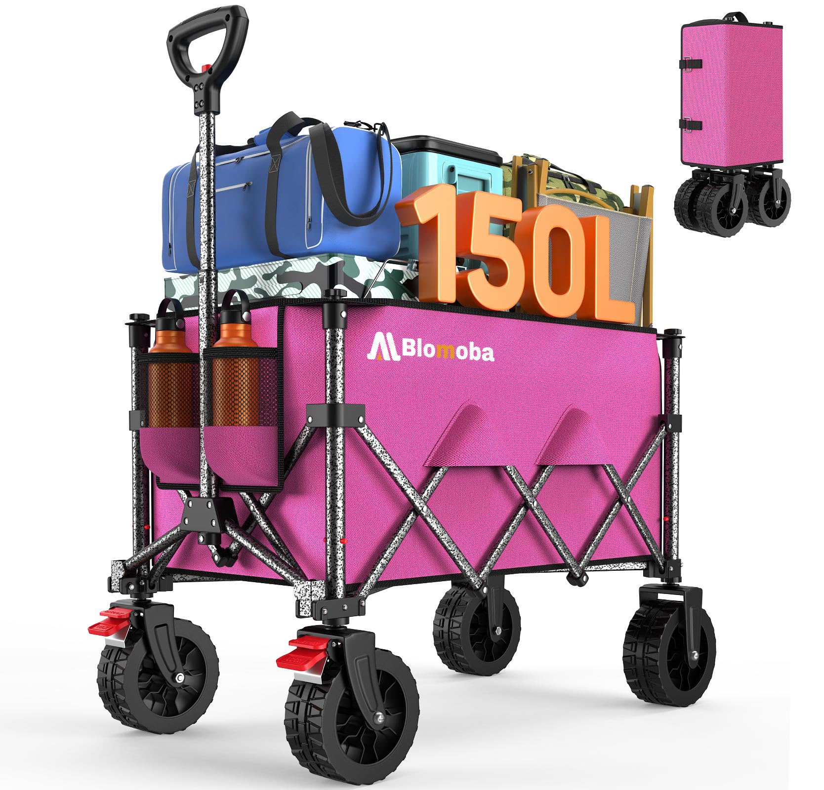 Blomoba collapsible wagon cart with 150L capacity, ideal for groceries and gear