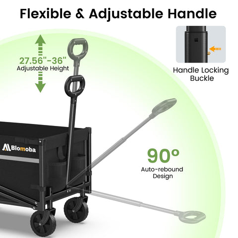Blomoba collapsible wagon frame made from carbon steel for solid support.