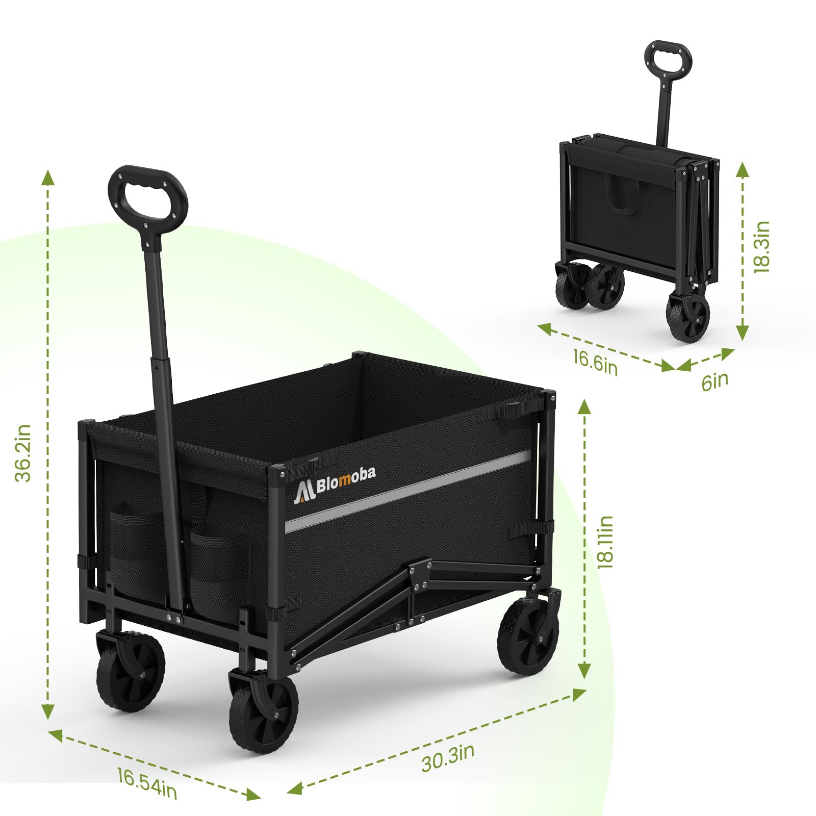 Blomoba multi-scene wagon suitable for garden chores and sports events.