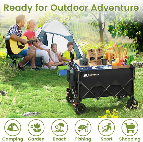 Blomoba quick-fold design enables no-tools setup and storage.