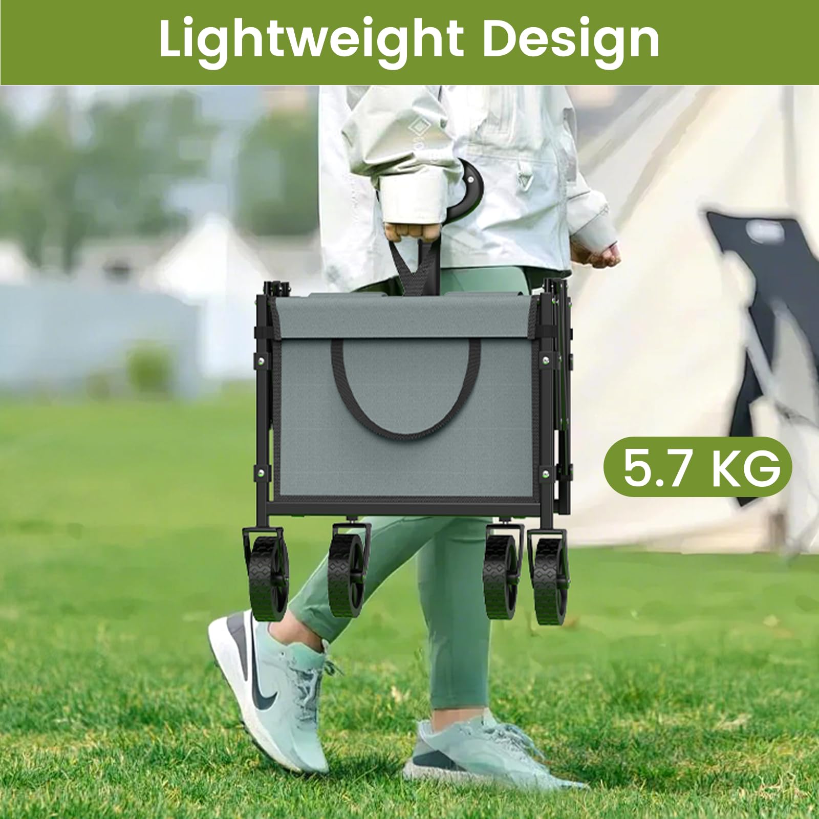 Blomoba foldable wagon with adjustable handle simplifies pushing and pulling.