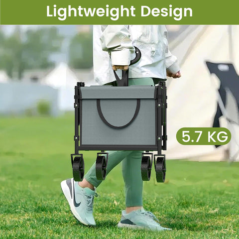 Blomoba foldable wagon with adjustable handle simplifies pushing and pulling.