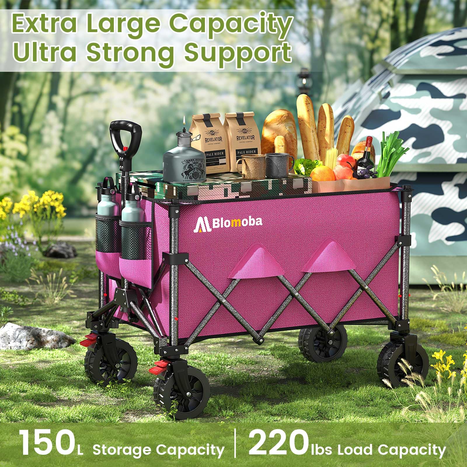 Blomoba folded wagon collapses to compact size for trunk storage