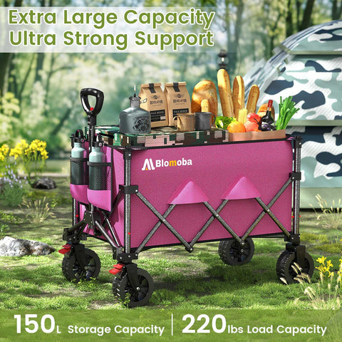 Blomoba folded wagon collapses to compact size for trunk storage
