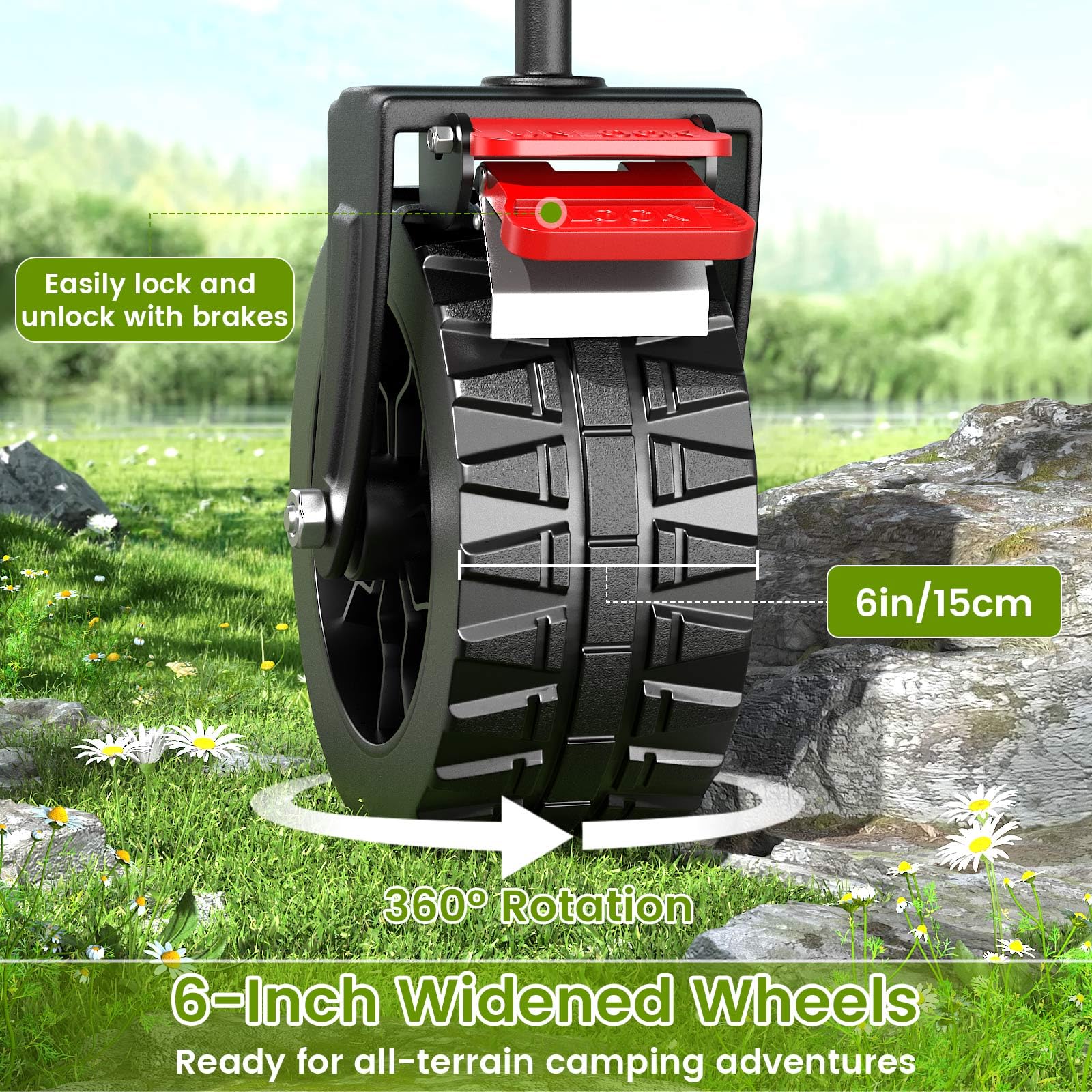 Blomoba wagon with adjustable handle for comfortable pushing.