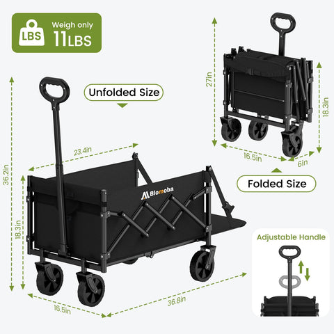 Blomoba folding wagon rugged waterproof finish ideal for outdoor use.