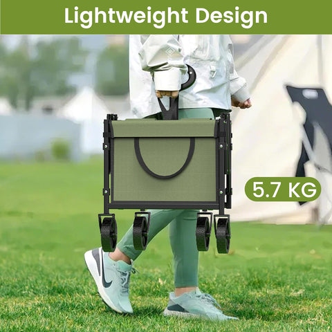 Blomoba folding wagon with adjustable telescopic handle for effortless pushing
