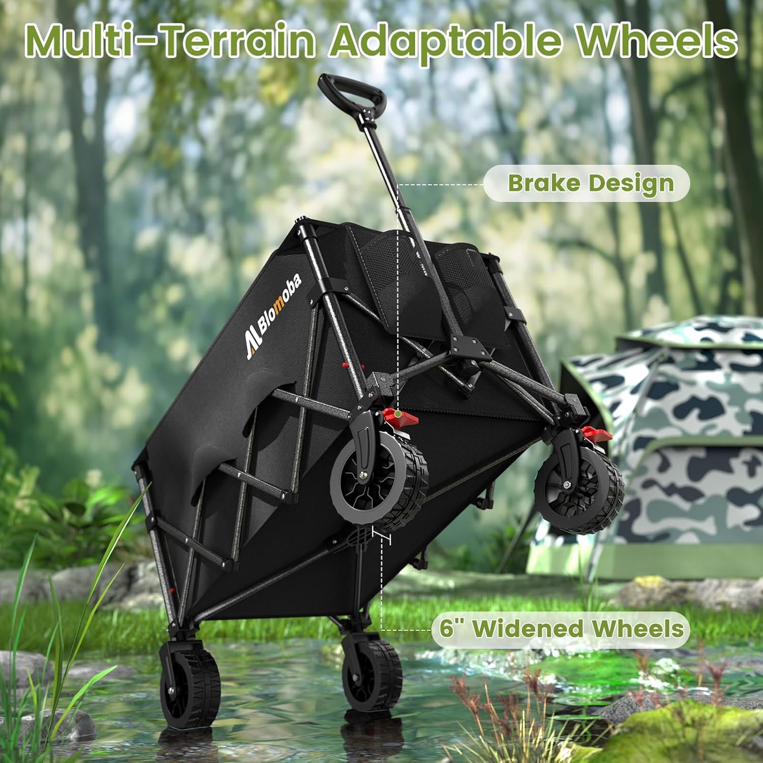 Blomoba cart includes two mesh cup holders and a back pocket for quick access.
