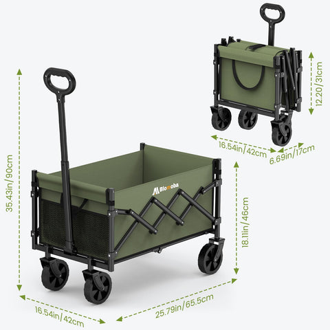Blomoba wagon folds compactly for easy car trunk storage