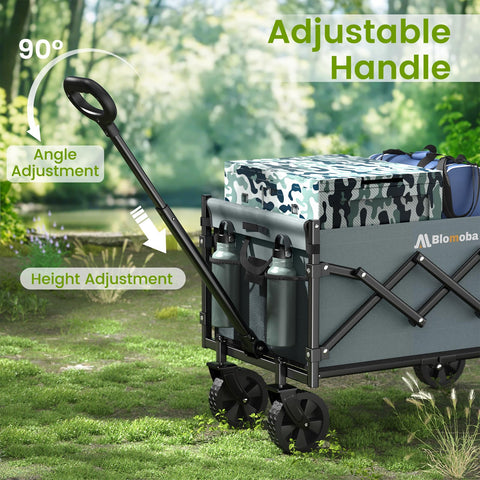 Blomoba wagon 300D Oxford fabric resists water and scratches for outdoor use.