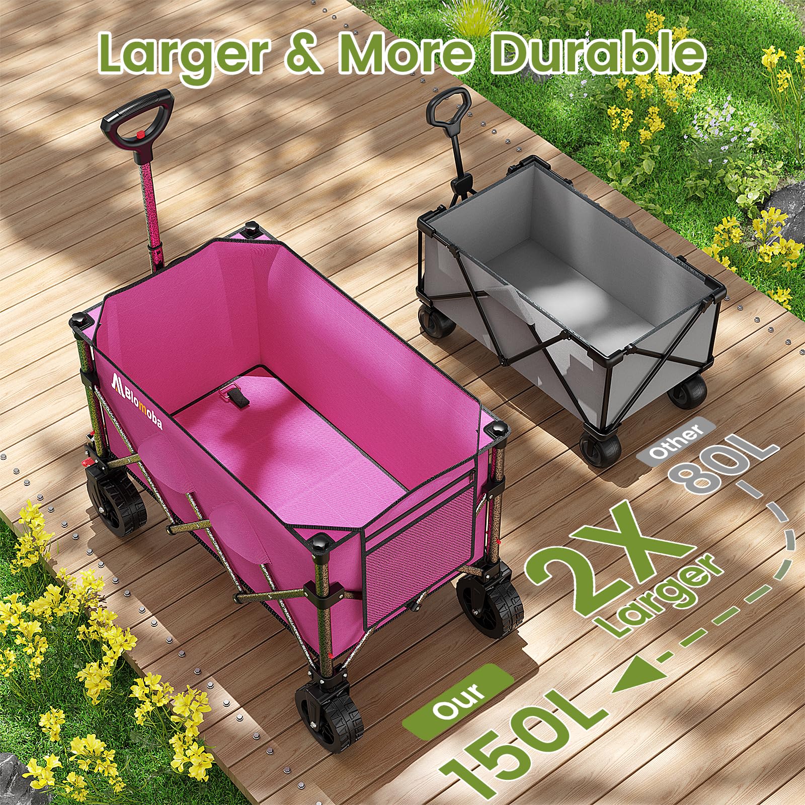 Blomoba sturdy carbon steel frame supports heavy loads up to 220 lbs