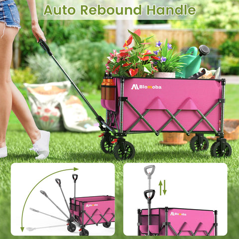 Blomoba wagon on sand, mud, and grass showing terrain versatility