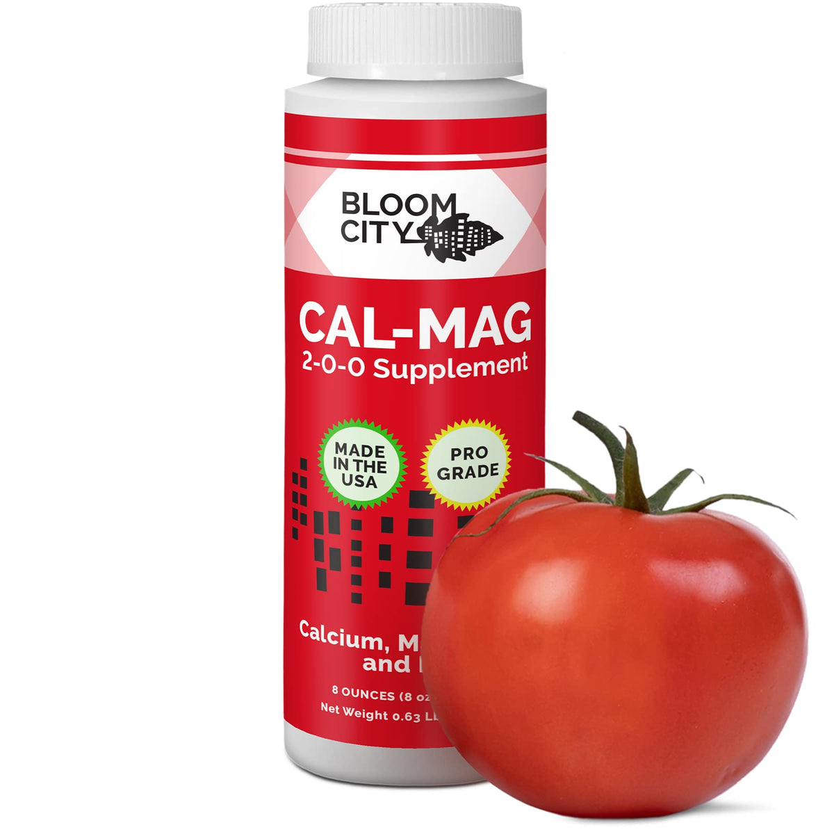 Bloom City Cal-Mag bottle for indoor growth supporting strong plant structure.