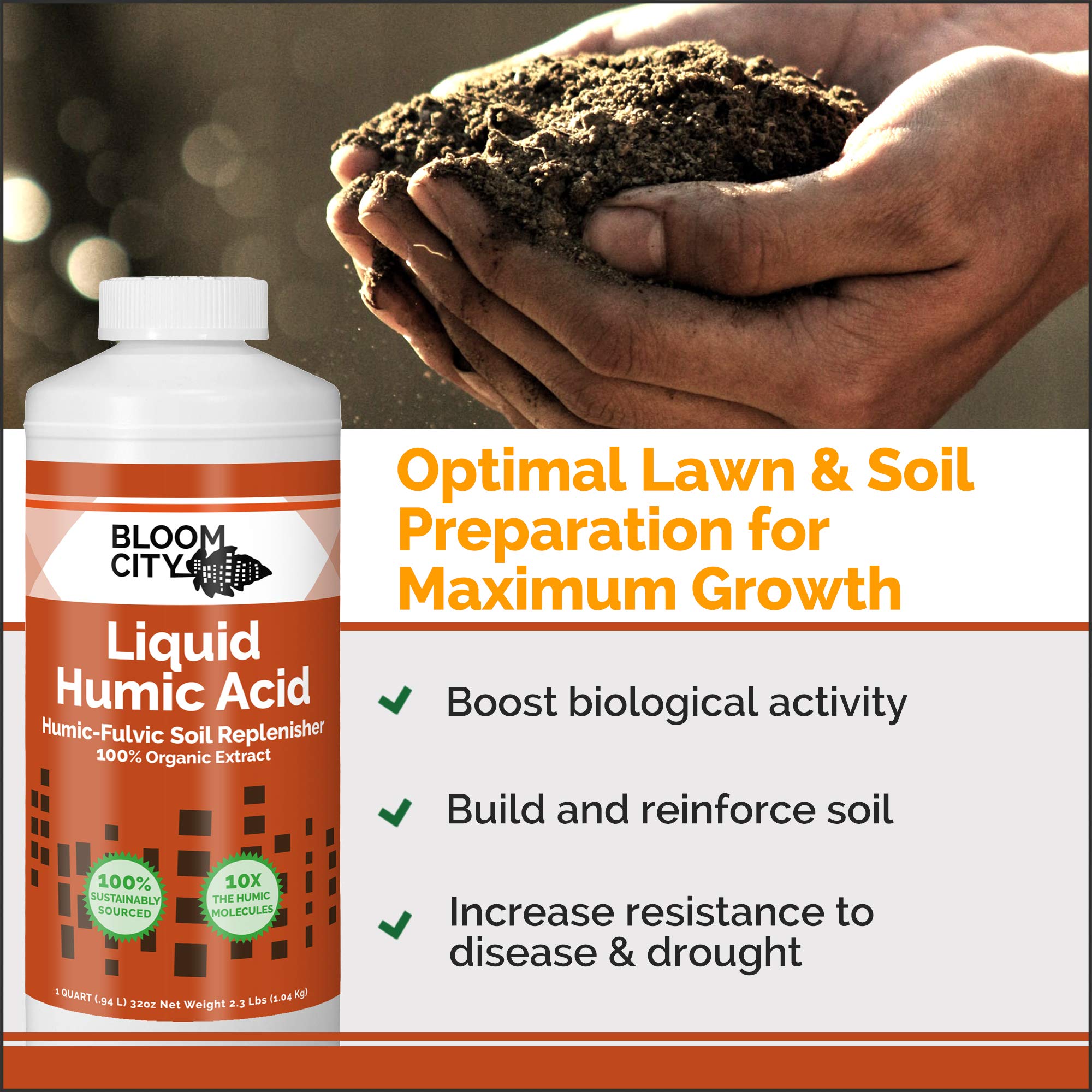 Bloom City Organic Humic pour demonstrates easy lawn application