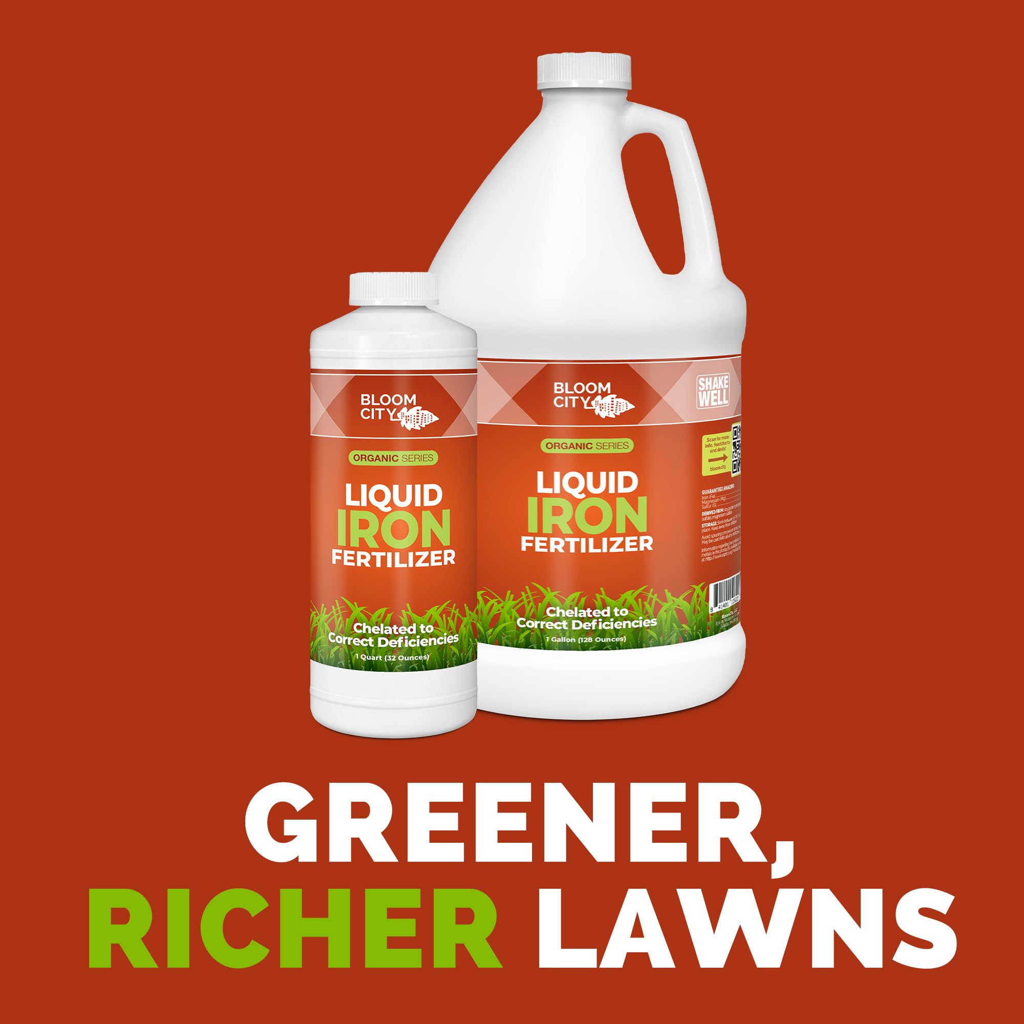Bloom City Organic Liquid Iron ready for foliar application on leaves for lush color.