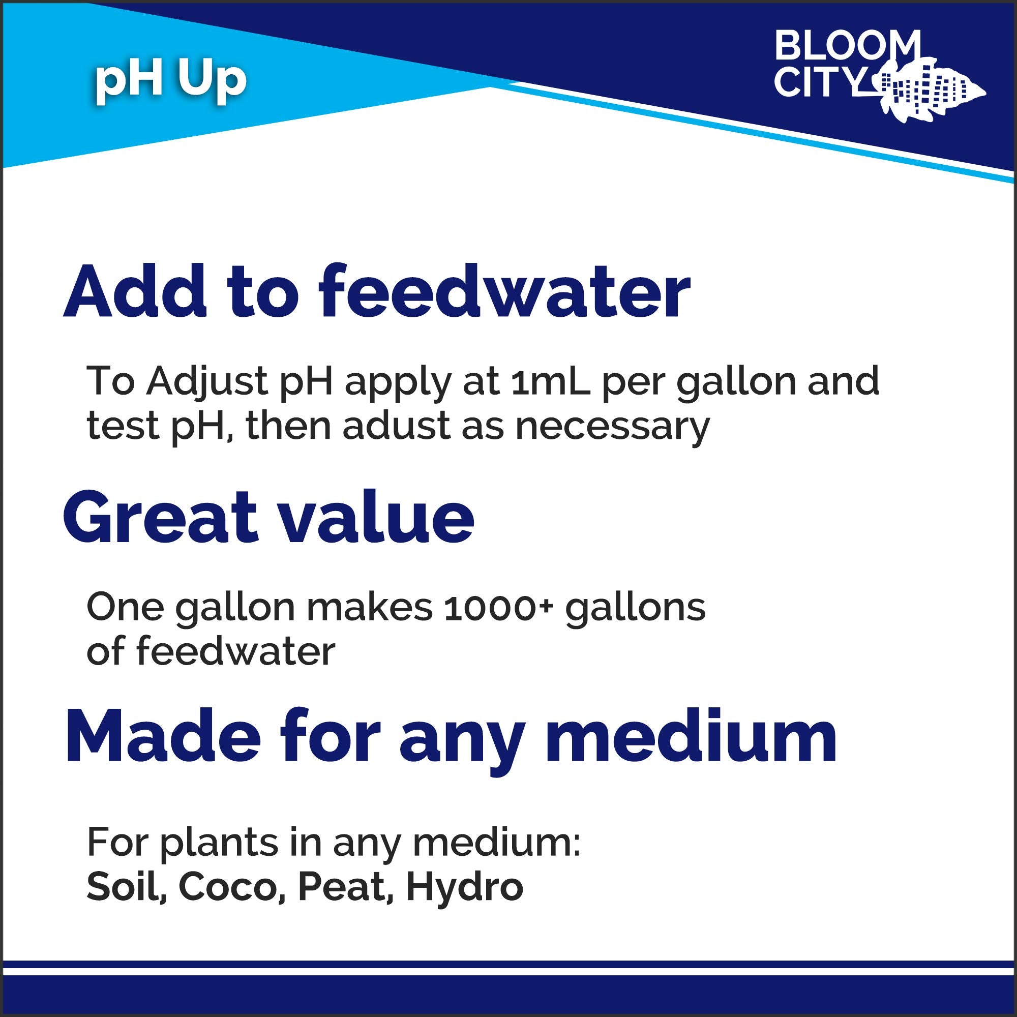Bloom City pH Up 8 oz bottle on workspace