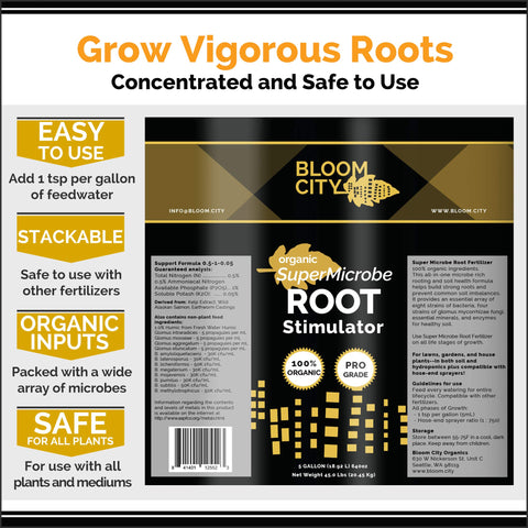 Bloom City SuperMicrobe root development close-up highlights strong roots