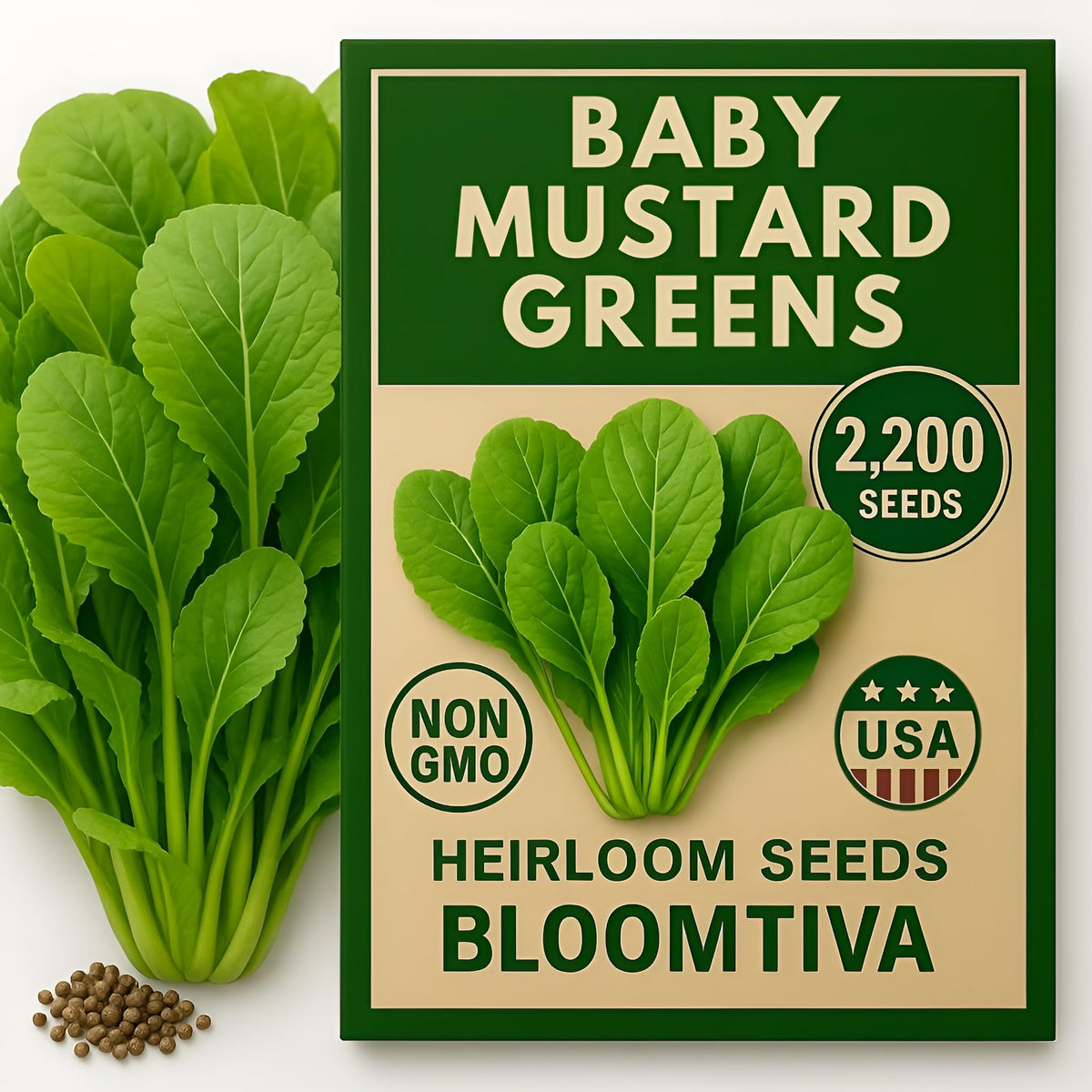 Bloomtiva baby mustard greens seeds packaging for quick home planting