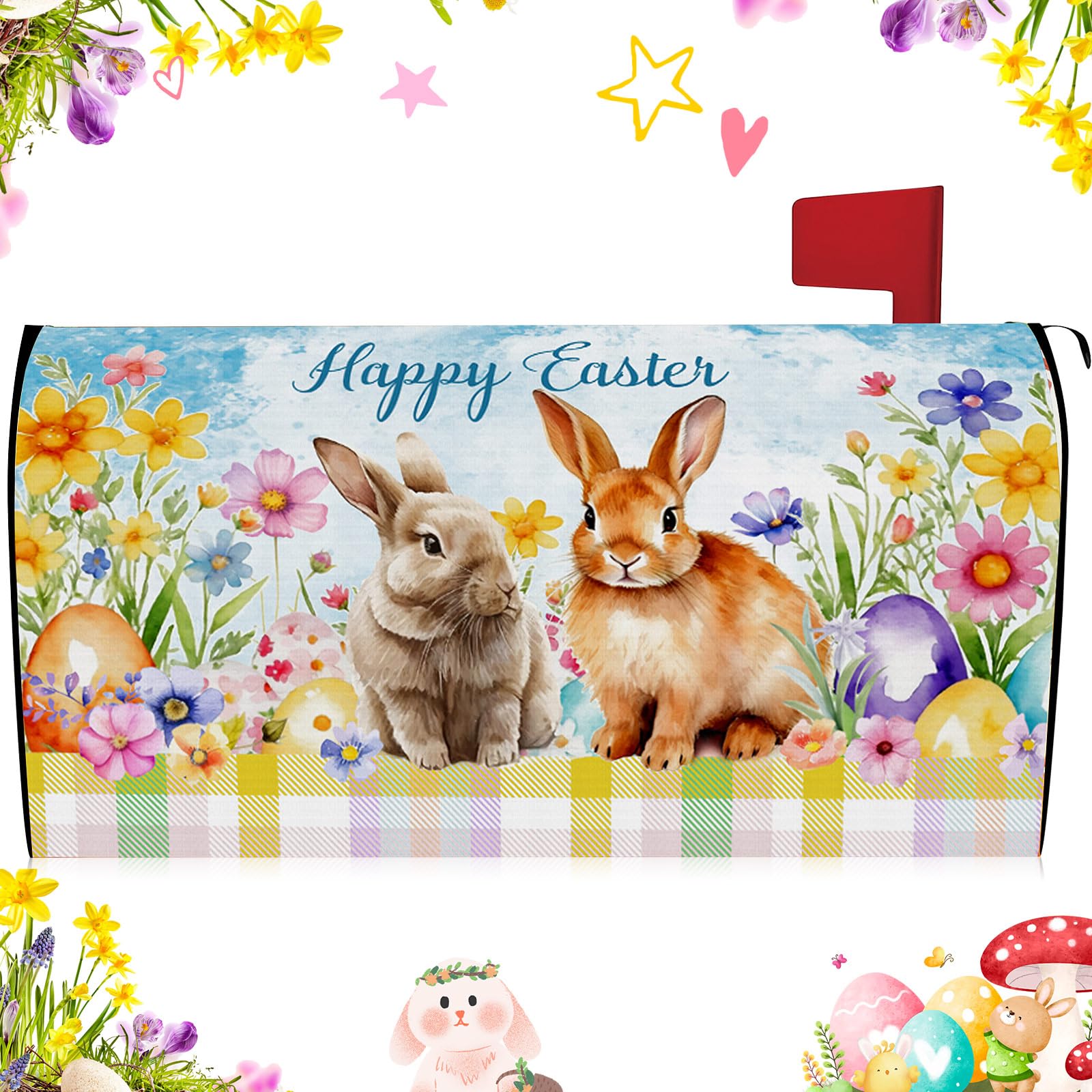 Blosssound Easter mailbox cover featuring a bunny pattern boosts curb appeal.
