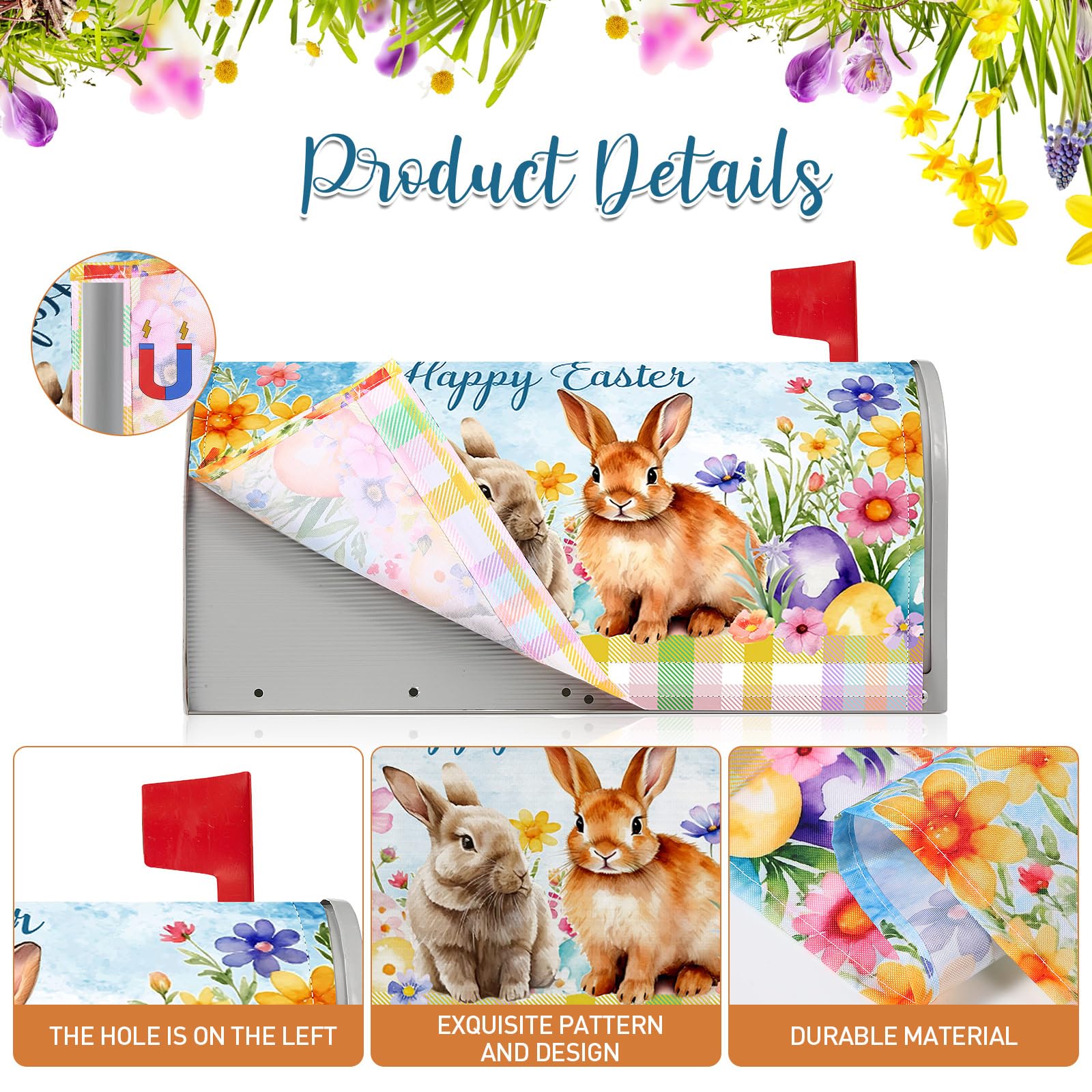 Blosssound Easter mailbox cover with colorful dots brightens exterior for Easter.