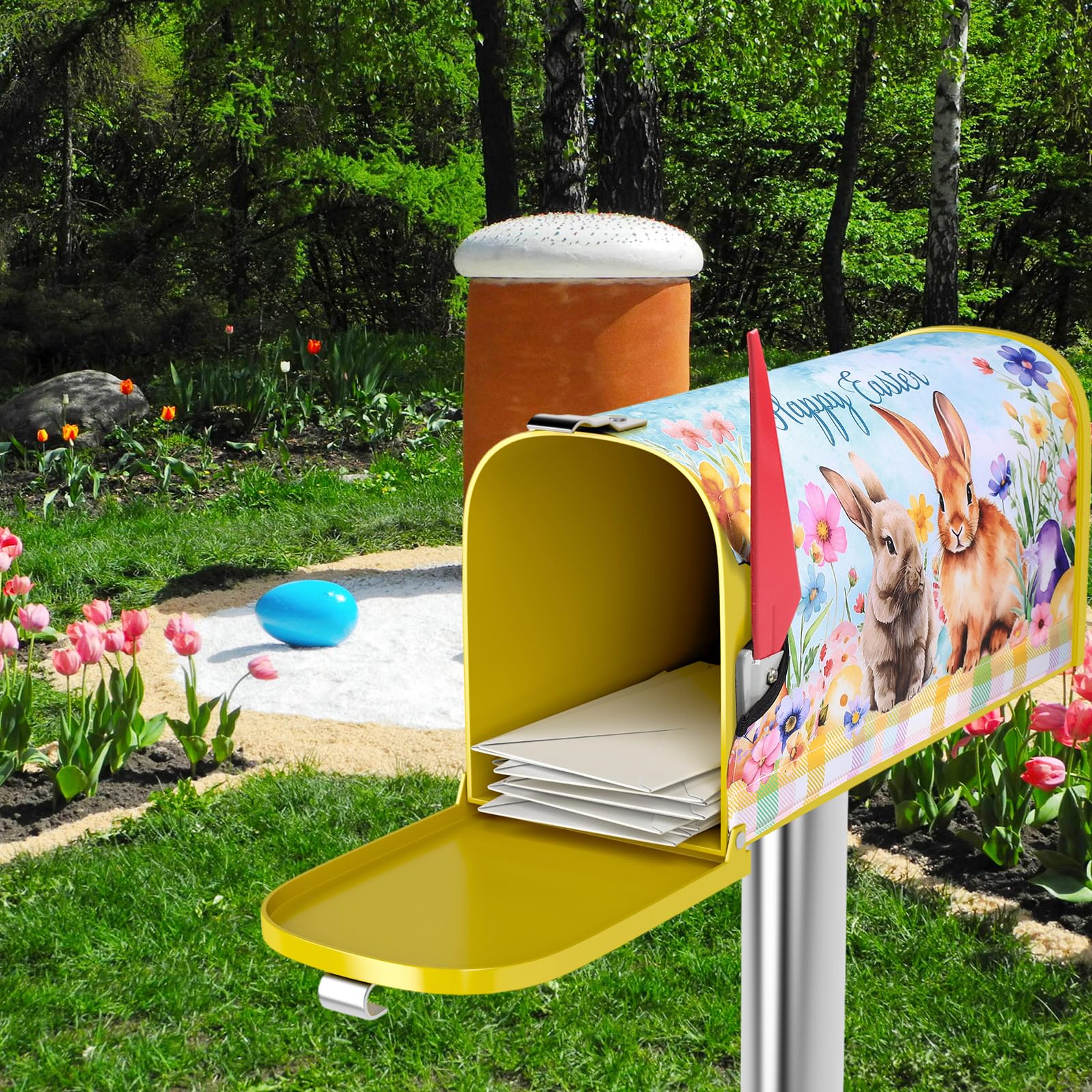 Blosssound Easter mailbox cover enhances outdoor decor for Easter celebrations.