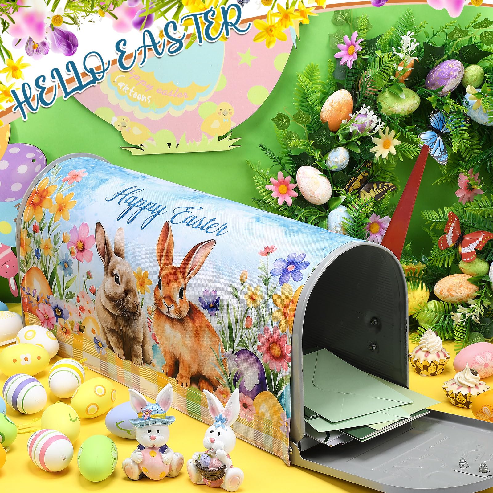 Blosssound Easter mailbox cover with oxford cloth for durable outdoor use.