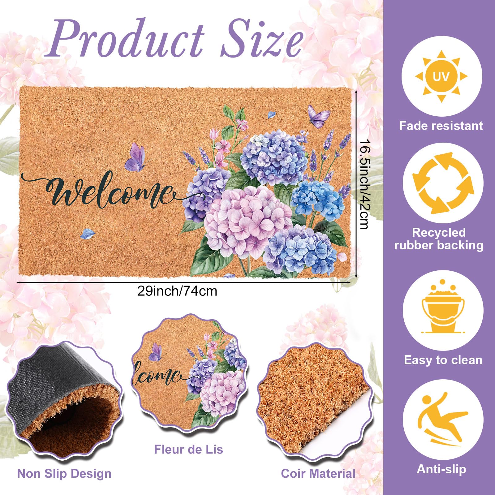 Blosssound front porch rug non-slip; sturdy entryway mat that stays in place