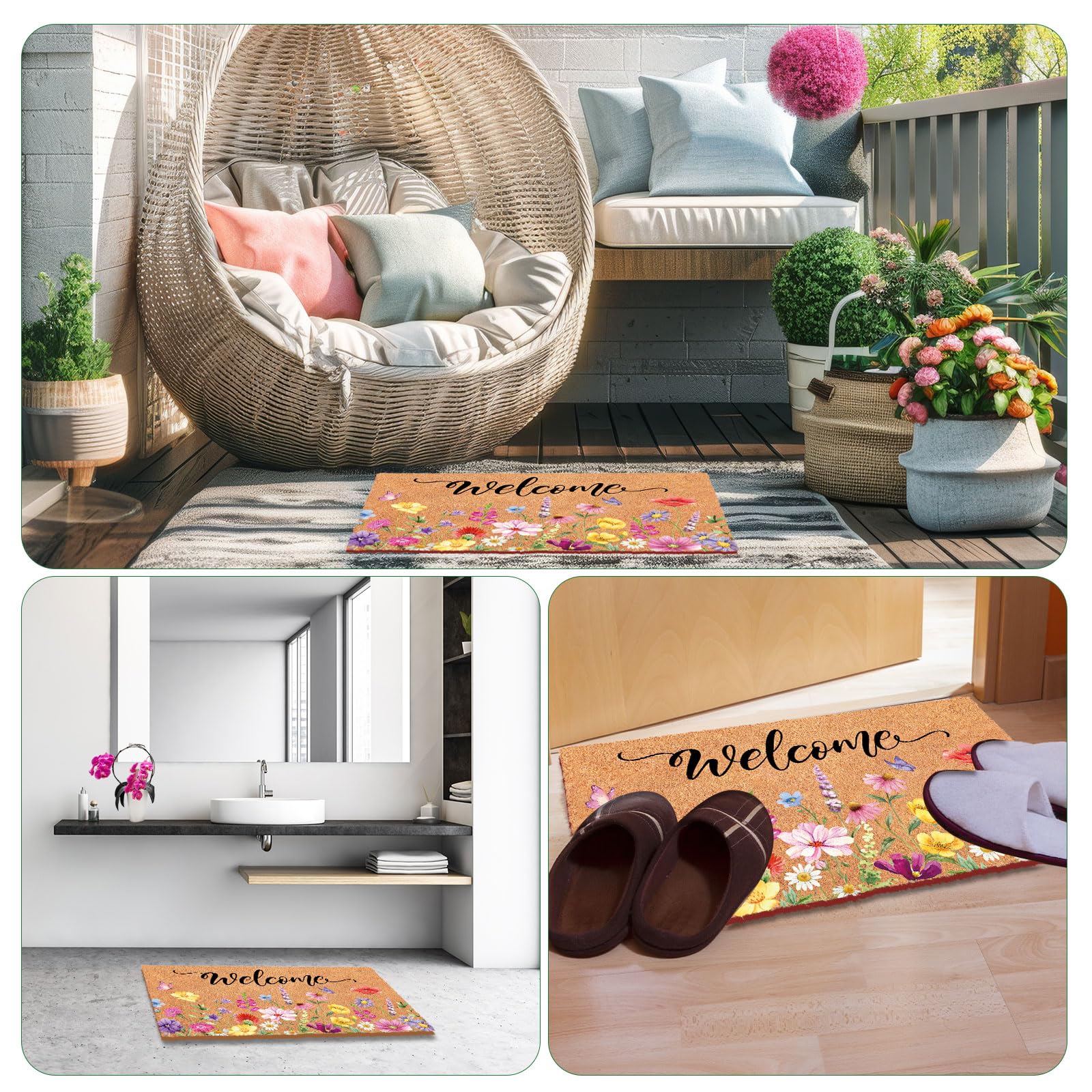 Blosssound kitchen porch décor spring rug enhances style and everyday freshness.