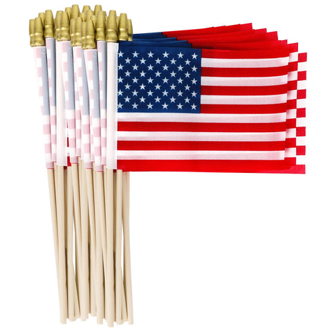 Blowata 24-pack mini American flags on sticks for parades or table decor