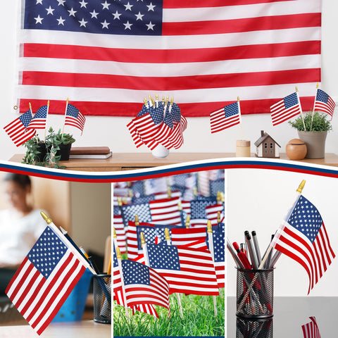 Blowata safe, sturdy flags with flat-bottom spearhead sticks ready to display