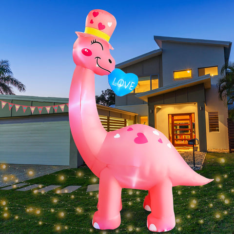 Blowout Fun brachiosaurus outdoor decor inflates quickly with built-in fan