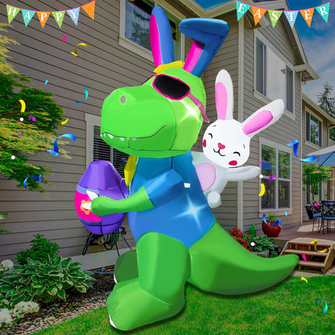 BLOWOUT FUN Easter dinosaur and bunny figure ready for yard decor