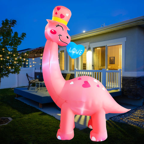 Blowout Fun valentines dino LED light boosts outdoor party curb appeal