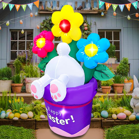 Blowout Fun 6ft Easter bunny with flower basket lights
