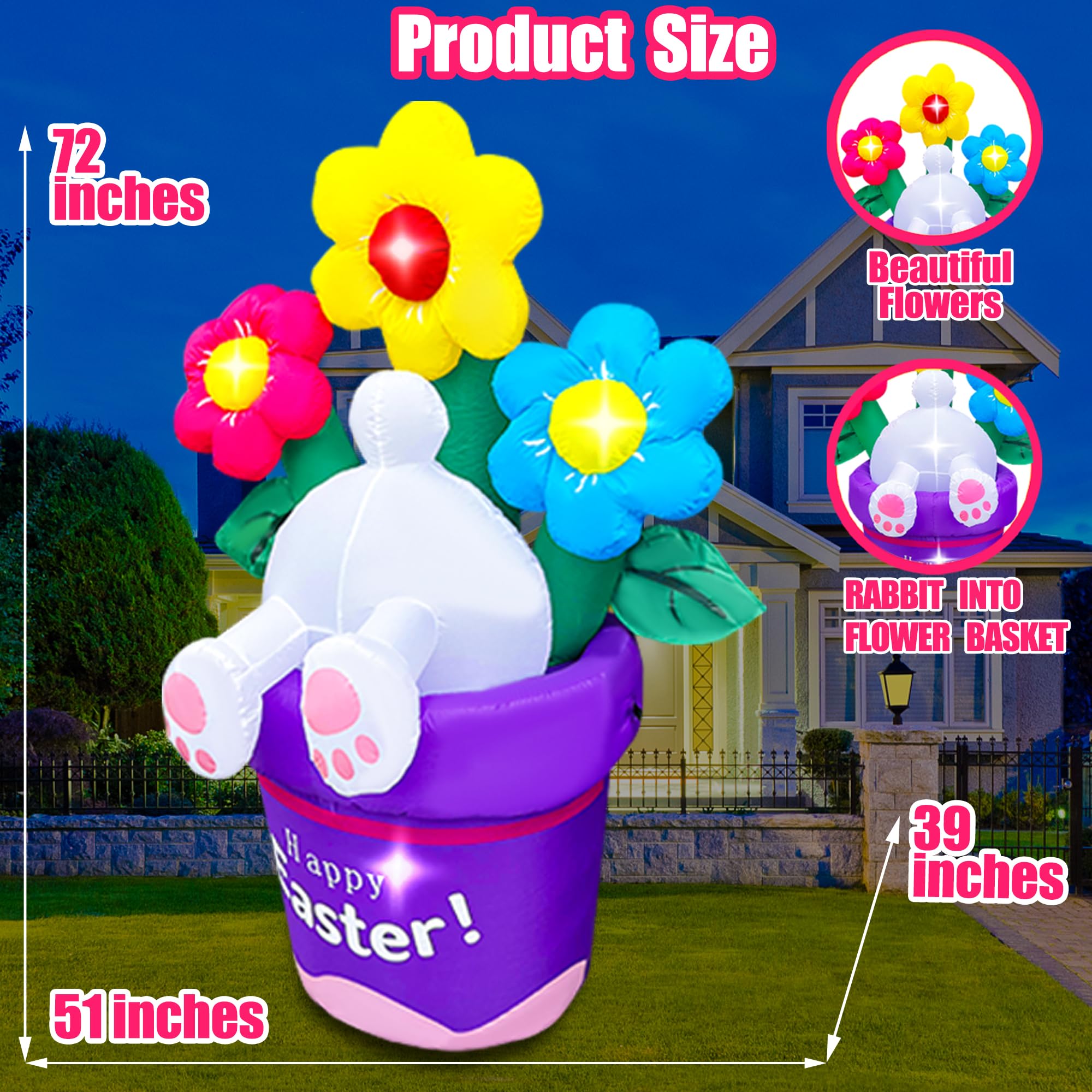 Blowout Fun easy-set-up Easter inflatable with built-in fan