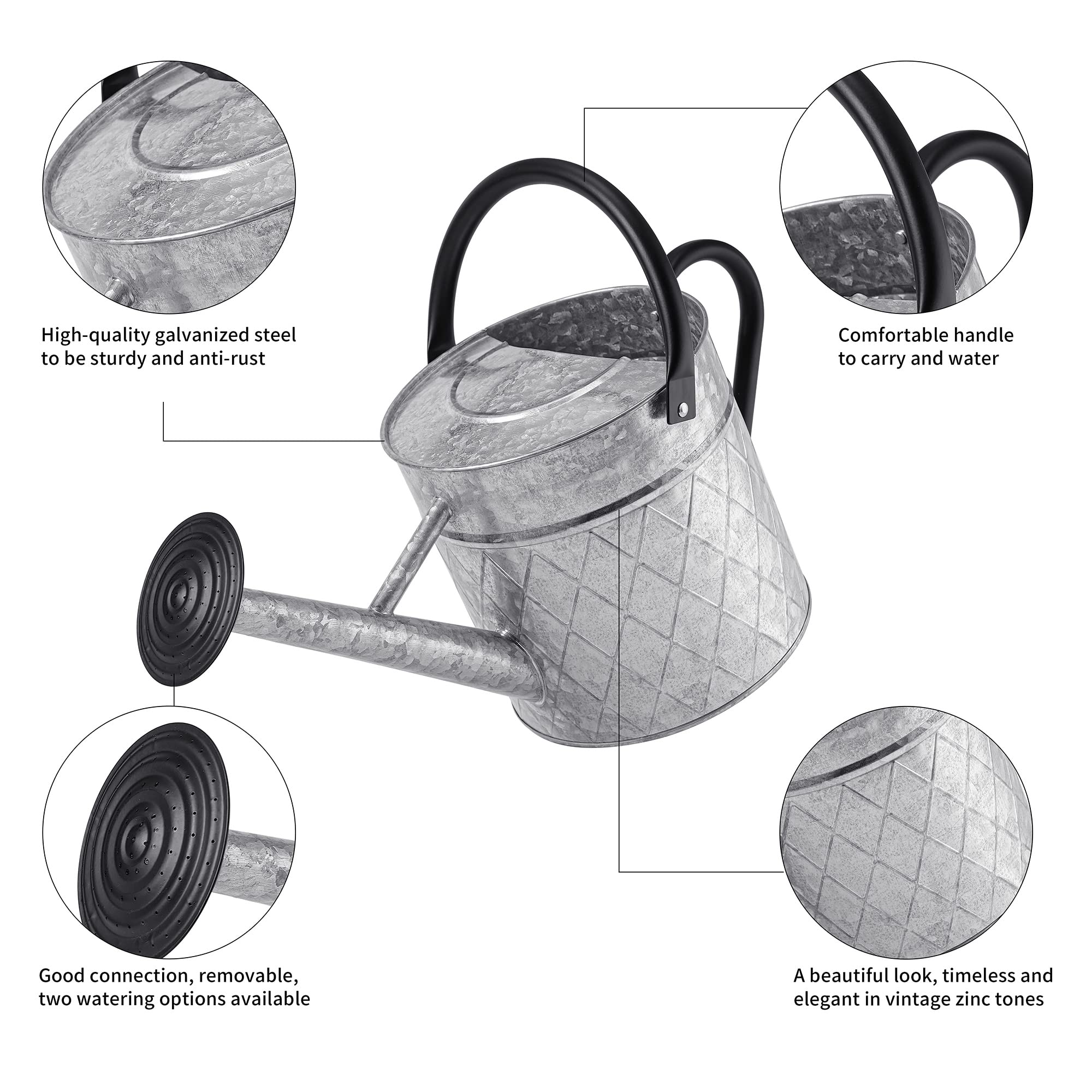 BLstyle 1.75 gallon watering can supports large garden areas with fewer refills.