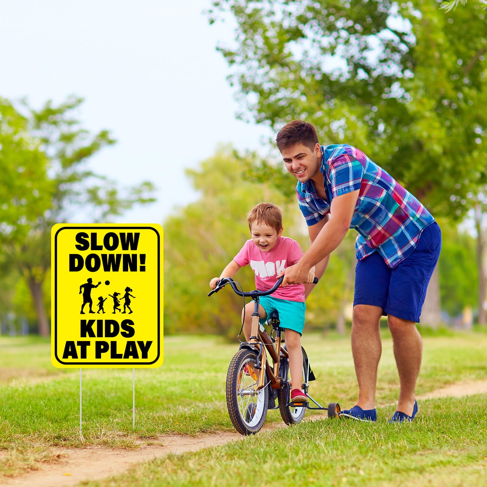 BLSUREFYX three-sign set with stakes ready for curbside installation