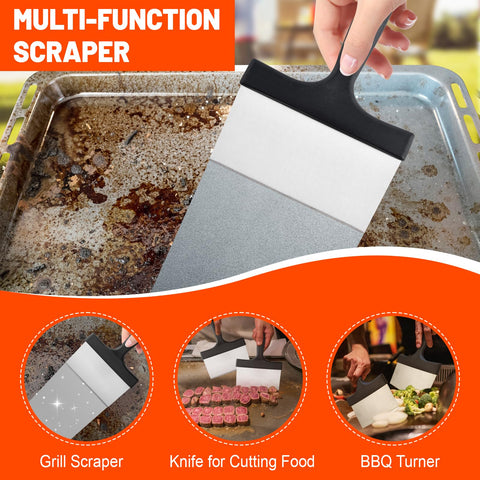 BLTTOPU griddle scraper removes stuck bits for quick cleanup