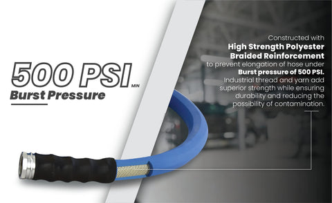 BLUBIRD AG-LITE hose handles hot water up to 200F for versatile cleaning