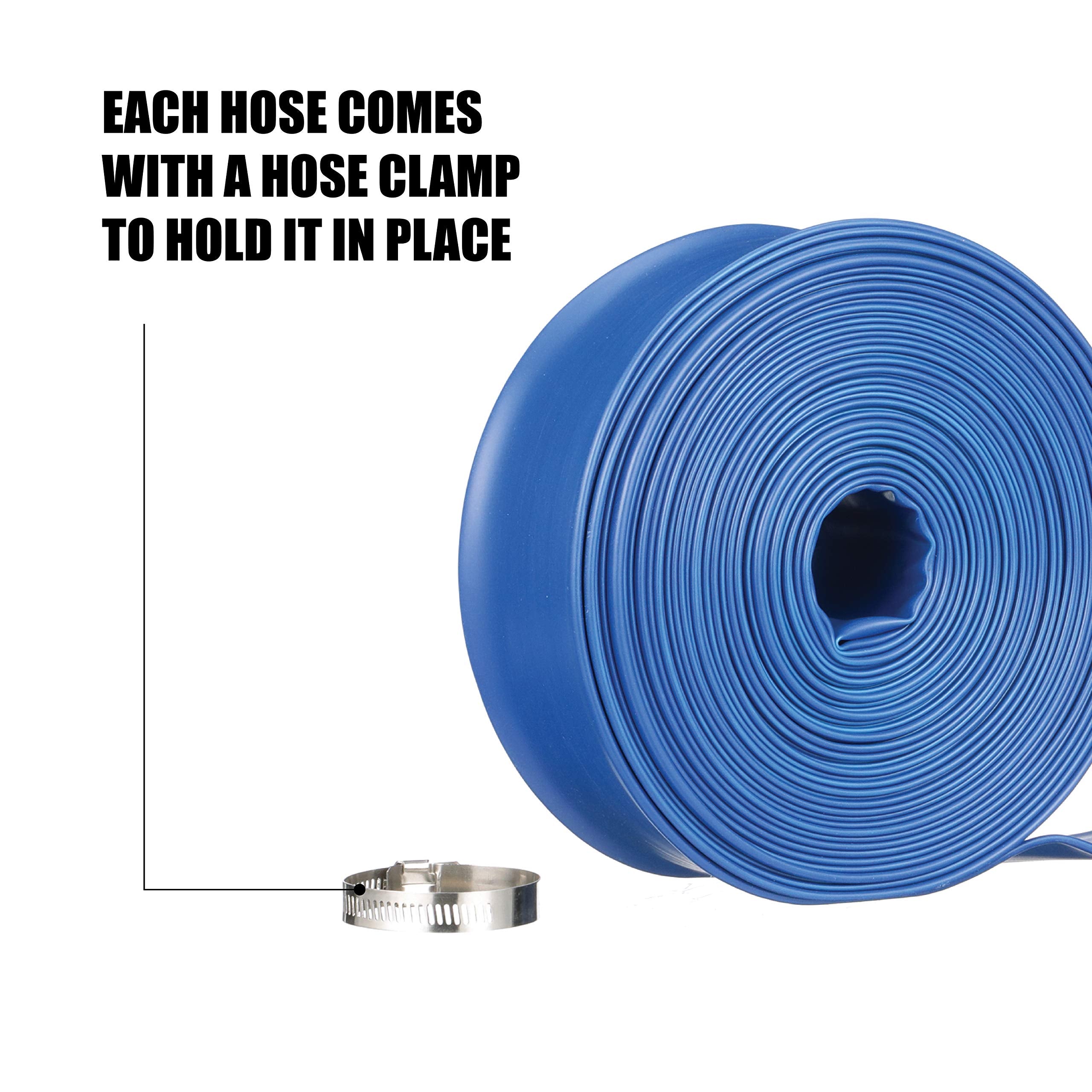 Blue Devil backwash hose reinforced vinyl emphasizes durability during long drainage jobs.