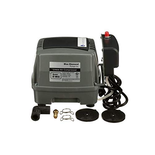 Blue Diamond ET80 septic and pond pump side view showing easy installation with fittings.