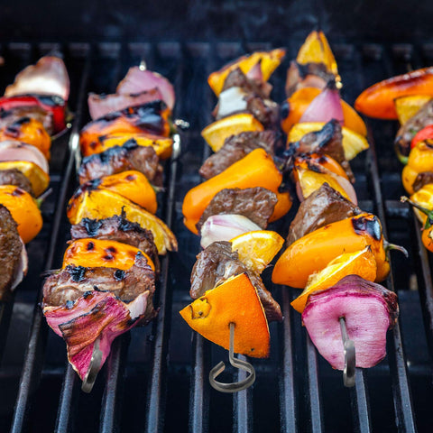Blue Donuts 17-inch skewers provide versatile reach for even cooking