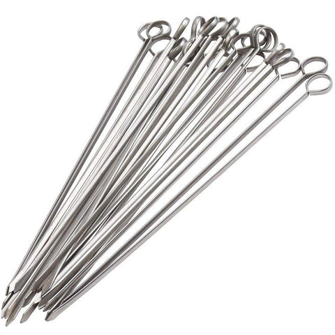 Blue Donuts 24-pack kabob skewers, 12 inches, ready for grilling.
