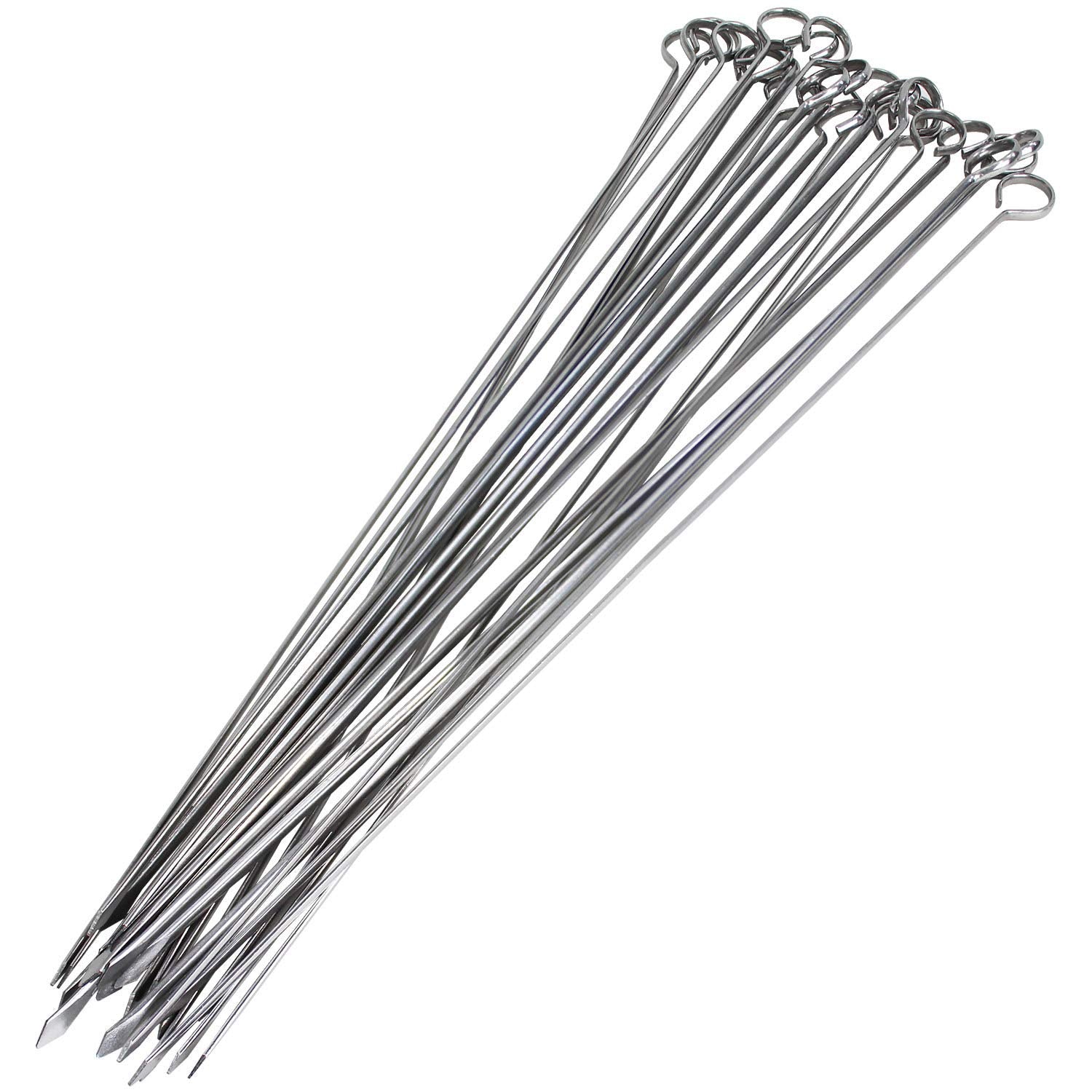 Blue Donuts kabob skewers with flat tip and 17-inch length for steady grilling