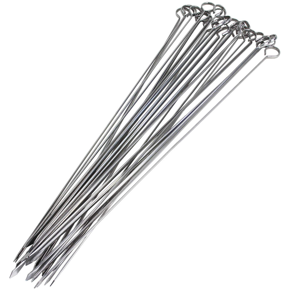 Blue Donuts kabob skewers with flat tip and 17-inch length for steady grilling