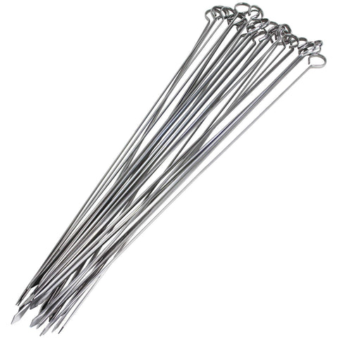 Blue Donuts kabob skewers with flat tip and 17-inch length for steady grilling